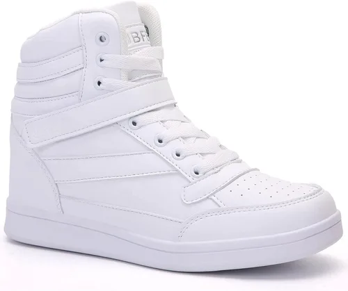 Vista 8 de UBFEN Zapatos deportivos para mujer, con soporte de tobillo alto, color vibrante, tacón de cuña oculto, retro, de los años 80, para niñas, cosplay