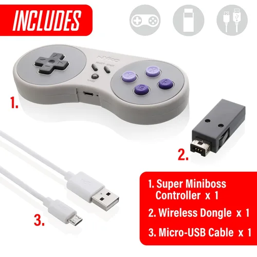 Vista 3 de Nyko Super Miniboss - Wireless Controller with Turbo and Built-In Rechargeable Battery for SNESNES Classic Edition