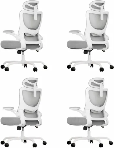 Vista 15 de Marsail - Silla ergonómica de oficina - Silla de escritorio con respaldo alto de malla y soporte lumbar ajustable, silla giratoria con ruedas