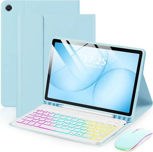 Vista 15 de Funda EAMPANG con teclado ratón para Samsung Galaxy Tab A9 Plus de 11 pulgadas (SM-X210/X215/X216/X218), teclado magnético desmontable USB-C