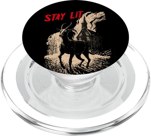 Vista 7 de PopSockets de Satán PopSockets intercambiables con diseño de áteo negro Phillip Burning Church Stay Lit