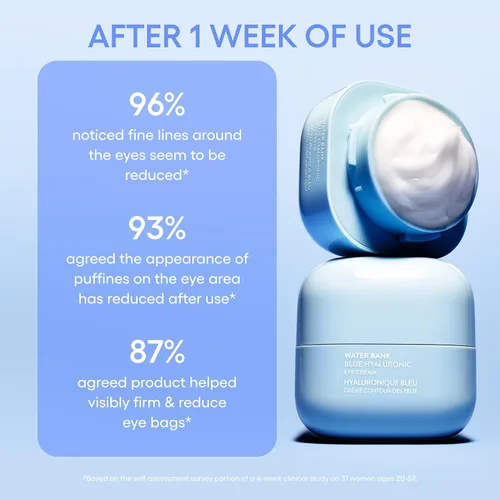 Vista 3 de LANEIGE Water Bank Blue Hyaluronic Eye Cream: Tratamiento hidratante para los ojos con niacinamida y cafeína para iluminar, nutrir y reducir
