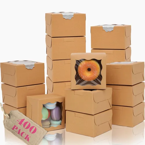 Vista 9 de Bakepacker 60 piezas Cajas para galletas negras de 6 x 6 x 3 pulgadas, fáciles de montar, cajas para macarrones y repostería con ventana para Negro