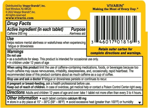 Vista 2 de Vivarin Tabs 16ct Tamaño 16ct Vivarin Tablets 16ct 16ct