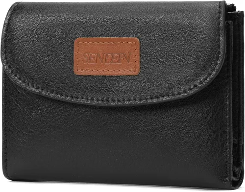 Vista 11 de SENDEFN Cartera pequeña para mujeres de cuero con bloqueo RFID, cartera de muñeca, tarjetero con doble cremallera, monedero, cartera bifold