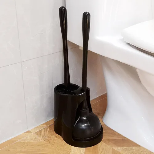 Vista 6 de Casaphoria Combo de émbolo de inodoro y cepillo para limpieza de baño, accesorios de baño, negro oscuro, 2