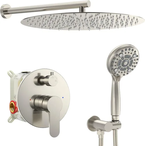 Vista 23 de SR SUN RISE Grifo de ducha – Sistema de cabezal de ducha multifuncional de alta presión de 10 pulgadas con accesorios de cabezal de ducha de mano