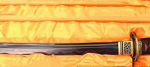 Vista 4 de Espada japonesa Samurai Katana GLW, espada de arcilla de acero plegado original, hoja templada afilada de 41 pulgadas