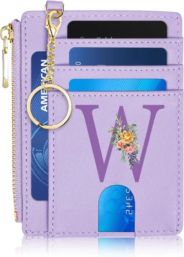 Vista 26 de Tarjetero para mujer minimalista y delgado con bolsillo frontal, bloqueo RFID, cartera compacta con ventana para identificación y bolsillo