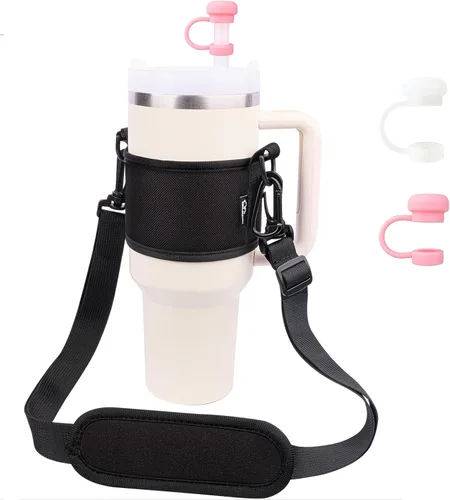 Vista 11 de WK IEASON Soporte para correa de hombro con asa para botella de agua para vaso Stanley de 30-40 onzas, boca ancha, 12 oz-64 onzas Impresión