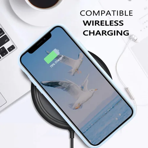 Vista 4 de GUAGUA Funda compatible con iPhone 11, iPhone 11 de silicona líquida, delgada y suave forro de microfibra con textura de cojín, funda protectora a