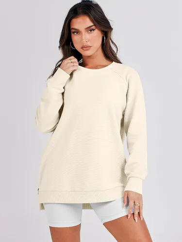 Vista 2 de ANRABESS - Sudadera de gran tamaño para mujer, cuello redondo, manga larga, tipo túnica, con cremallera lateral, sudadera con capucha, suéter