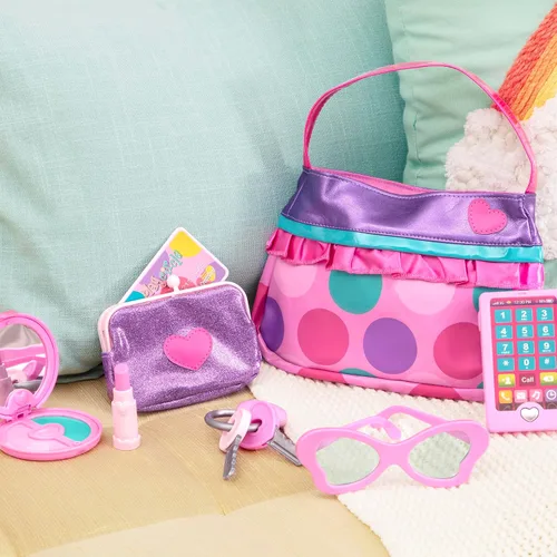 Vista 9 de Battat – Play Circle – Set de maquillaje y belleza – Accesorios de moda para disfrazarse – Juego de simulación – Set de cartera de princesa – Para
