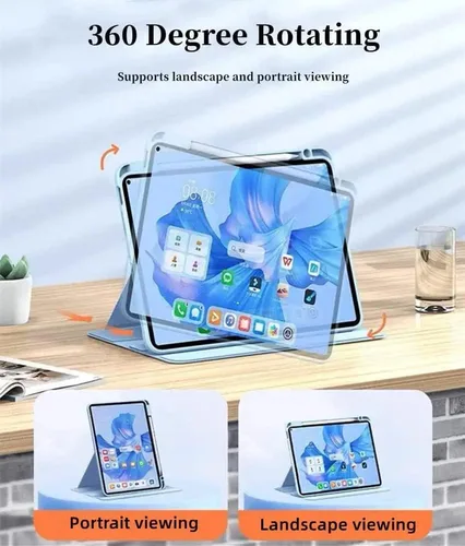 Vista 4 de Funda para iPad de 9ª/8ª/7ª generación con teclado de 10.2 pulgadas, cubierta inteligente giratoria con teclado Bluetooth magnético desmontable