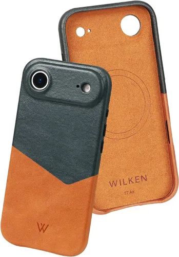 Vista 19 de Funda de teléfono delgada de cuero Wilken compatible con iPhone 15 Compatible con MagSafe y carga inalámbrica Cubierta de cuero de grano Negro