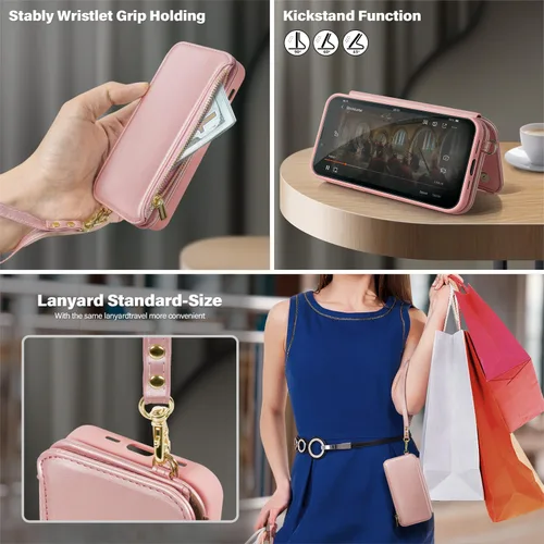 Vista 6 de Antsturdy Funda tipo cartera desmontable 2 en 1 para iPhone 13 Pro Max con MagSafe, bloqueo RFID, magnética, carga inalámbrica, funda de piel