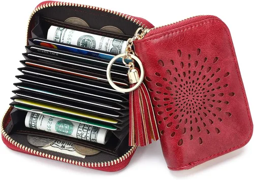 Vista 7 de APHISON RFID - Porta tarjeta de crédito con cremallera carteras pequeñas para mujer en cuero estilo girasol para mujer y niña caja de regalo 1927