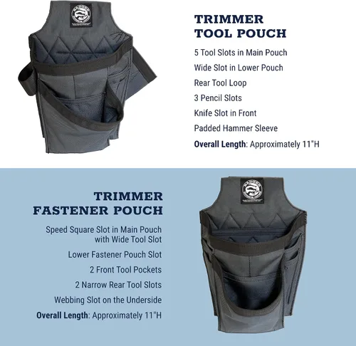 Vista 4 de Occidental Leather Conjunto de Recortador Badger - Mediano, Gris Metálico - 23 Bolsillos y Portaherramientas - Fabricado en Estados Unidos Gunmetal