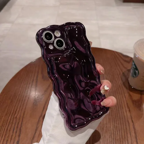 Vista 7 de Compatible con iPhone 13, funda de TPU suave a prueba de golpes con patrón de burbujas onduladas 3D plateadas cromadas para iPhone 13 (azul)