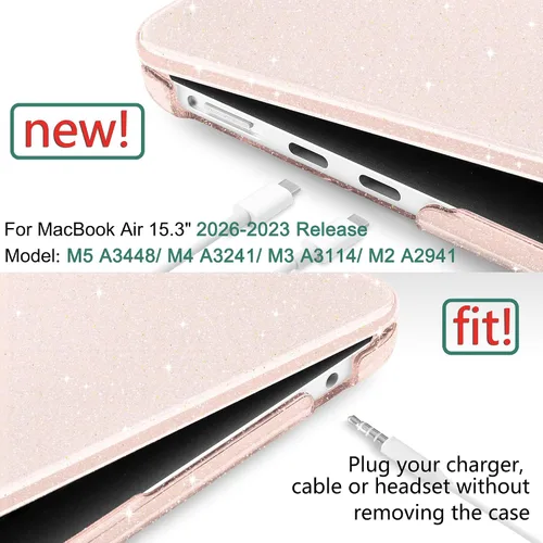 Vista 2 de DONGKE - Funda con purpurina para MacBook Air de 15 pulgadas M5 M4 M3 M2 Brillante Starlight