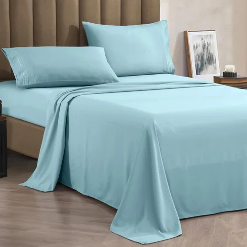 Vista 6 de CELINE LINEN Juego de sábanas de microfibra de 4 piezas prémium de calidad hotelera 1800, resistente a las arrugas - Ropa de cama de lujo ultra