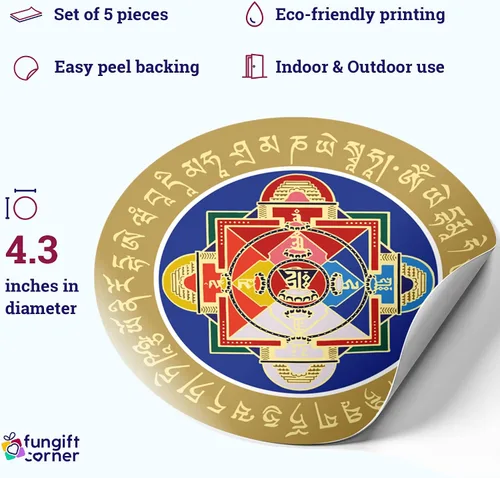 Vista 3 de Calcomanías de Feng Shui antitóxicas con la mansión celestial interior de Kuan Yin, símbolo de calma y equilibrio emocional, calcomanías decorativas