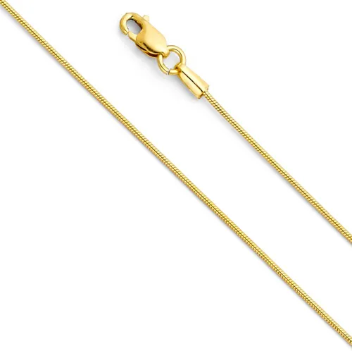 Vista 4 de Colgante de oro amarillo de 14 quilates con colgante de corazón pulido con cadena de serpiente amarilla de 0.031 in.