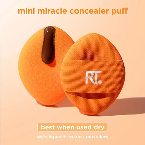 Vista 5 de Real Techniques Mini Miracle Concealer Puff Trio, pequeña esponja de maquillaje para base líquida y crema y corrector, ocultación específica, apto