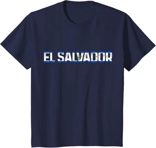 Vista 35 de Camiseta Vintage Pride con bandera salvadoreña de El Salvador, Negro