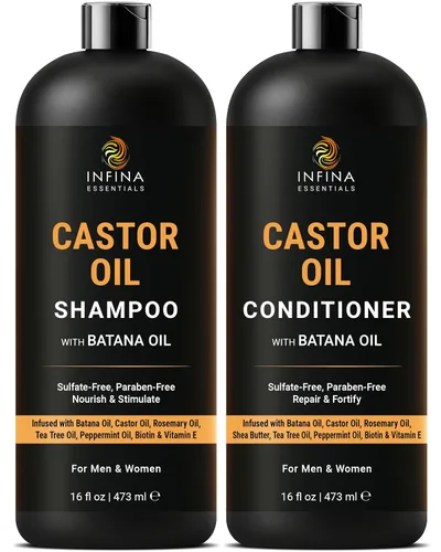 Vista 10 de INFINA ESSENTIALS Champú y Acondicionador con Aceite de Romero 16 fl oz cada uno con Aceite de Batana Fórmula Sin Sulfatos, Hidratante