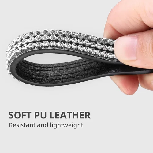 Vista 4 de PUPTECK Collar básico ajustable para gato con diamantes brillantes y campanas dobles, para gatitos y cachorros pequeños, collares de diamantes