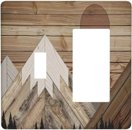 Vista 105 de Cubiertas de Salida Decorativas Boho Midcetury Oro Paisaje de Montaña del Sol 1 Banda Cubierta de Placa de Pared Receptáculo Interruptor de Luz