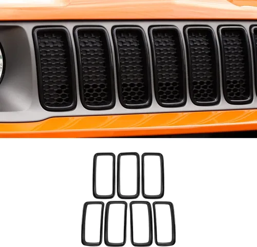 Vista 8 de CheroCar Para insertos de parrilla Renegade, cubierta protectora de rejilla delantera para Jeep Renegade 2016-2018