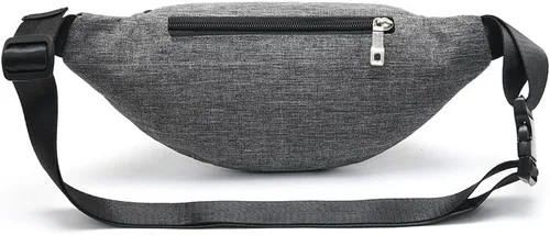 Vista 3 de Riñonera para hombres y mujeres – Riñonera impermeable con correa ajustable para viajes, deportes y correr. Gris oscuro-02
