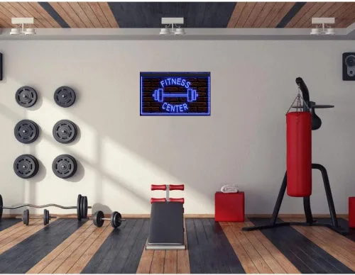 Vista 2 de 160034 - Letrero de neón con luz LED para gimnasio, sala de gimnasio, sala de gimnasio (12 x 8 pulgadas, 16 colores por control remoto)