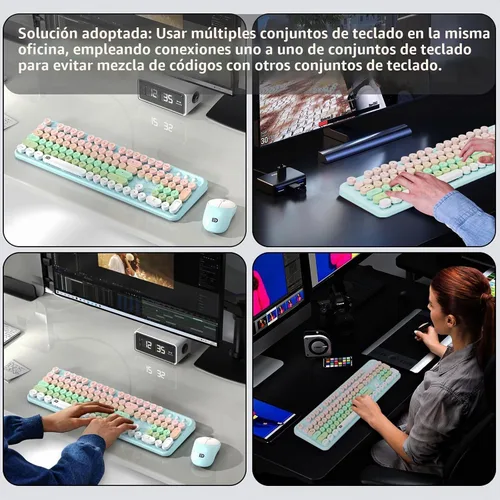Vista 7 de Combo de teclado y mouse inalámbricos con botón de interruptor, teclado de máquina de escribir inalámbrico de 2.4 GHz, apagado automático, receptor