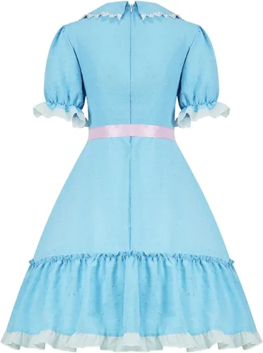 Vista 2 de Poboola Vestido de gemelos brillantes, disfraz de gemelos Grady para Halloween, espeluznante hermana, cosplay, fiesta, disfraces, vestido de Lolita
