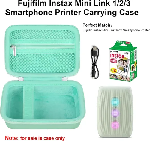 Vista 2 de Elonbo Funda de transporte para impresora Fujifilm Instax Mini Link 3/2, portátil mini color impresora de fotos instantáneas bolsa de viaje dura