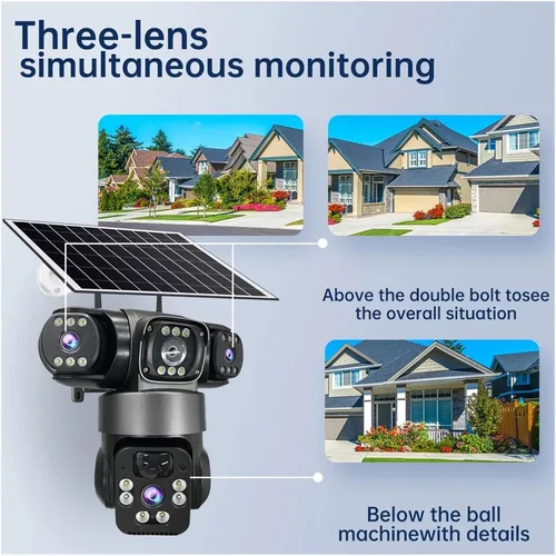 Vista 4 de Cámara de seguridad para exteriores PTZ solar de triple lente Cámara 4G de 12MP Añadir 32G