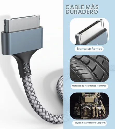Vista 3 de AviBrex Cable de carga USB a 30 pines, carga rápida USB de 3.3 pies, paquete de 2 unidades, color gris