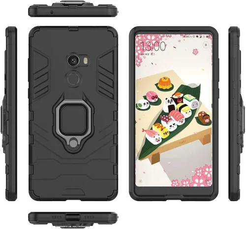 Vista 5 de LuluMain Compatible con funda Xiaomi Mi Mix 2, soporte de anillo de metal a prueba de golpes (funciona con soporte magnético para automóvil)