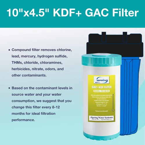 Vista 3 de iSpring FG15B-KS Cartucho de repuesto de filtro de carbono GAC y KDF de alta calidad para sistema de filtración de agua debajo del fregadero