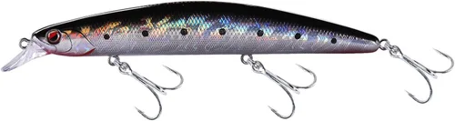 Vista 11 de LITTMA Señuelos de pesca de surf de California Señuelos de pesca de agua salada Jerkbait Crankbait Surf Minnow 110 - Sardina metálica Super Glow