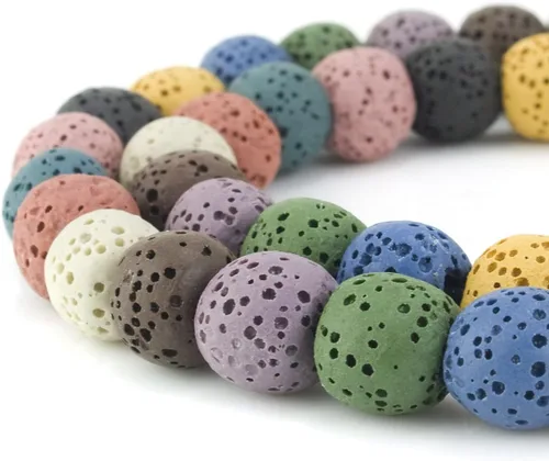 Vista 10 de Abalorios de piedra de lava de la marca Beadnova, de 0.24 a 0.48 pulgada, para hacer joyas y accesorios, Gema, Negro, 8mm