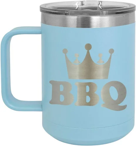Vista 7 de Taza de café para barbacoa King de 15 onzas con tapa superior deslizante, taza de café de viaje aislado idea de regalo para los hombres que tienen