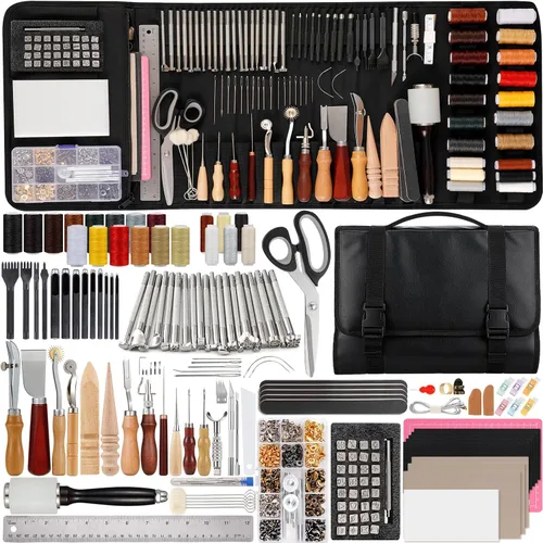 Vista 8 de Nicpro Kit de herramientas de cuero de 85 piezas Kit de herramientas de trabajo de cuero con bolsa de almacenamiento personalizada, kit