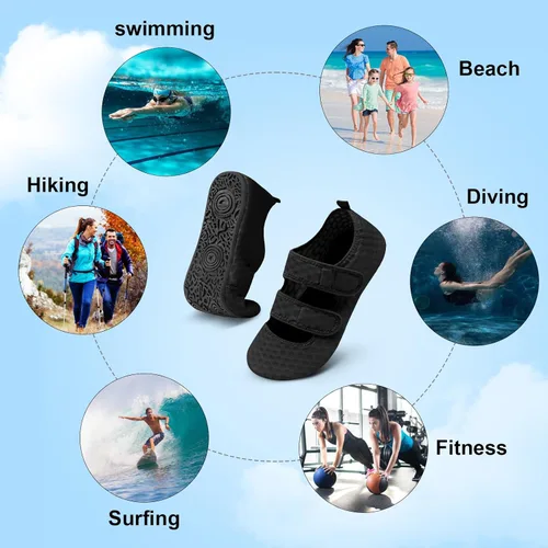Vista 7 de BARERUN Zapatos de agua para mujeres y hombres, secado rápido, descalzos, playa, caminar, kayak, surf, yoga, sandalias ajustables anchas