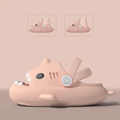 Vista 5 de ChayChax- Sandalias con diseño de tiburónnubecaricatura antideslizantes de punta abierta para niños y niñas, muy cómodas, bonitas, suela gruesa