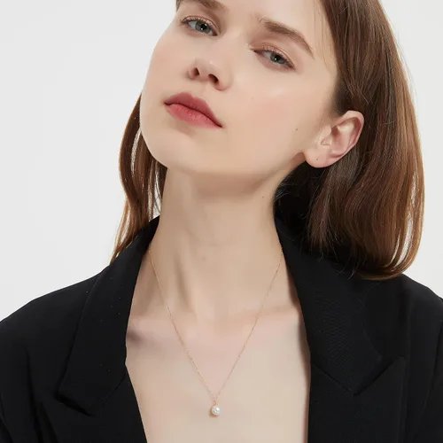 Vista 2 de Birger Jarls 23 Collar de perlas, oro sólido de 18 quilates seleccionado AAAA+ de agua dulce collar de oro de 8 a 0.335in para mujer, el collar
