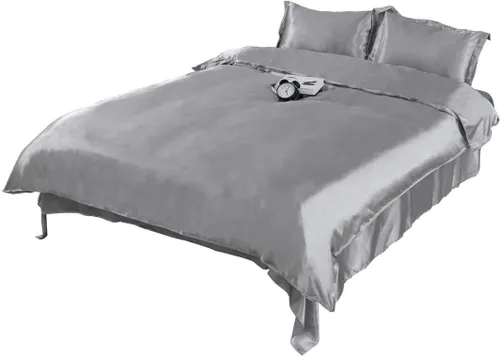 Vista 6 de 100% seda pura, color liso, satén sedoso suave, lujoso y calidad de hotel, 6 piezas (1 encimera + 1 sábana bajera + 4 almohadas), juego de sábanas